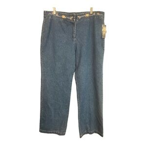 Ralsey Wide Leg Embroidered Waist Band Jeans Size 16 R1